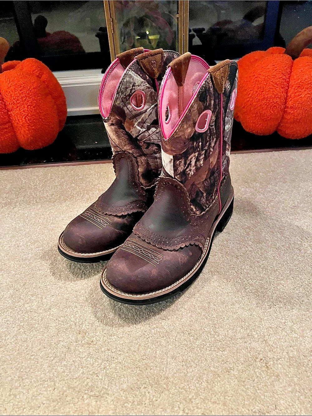 Ariat Fatbaby Western Boots Camo Brown & Pink US 10 woman’s